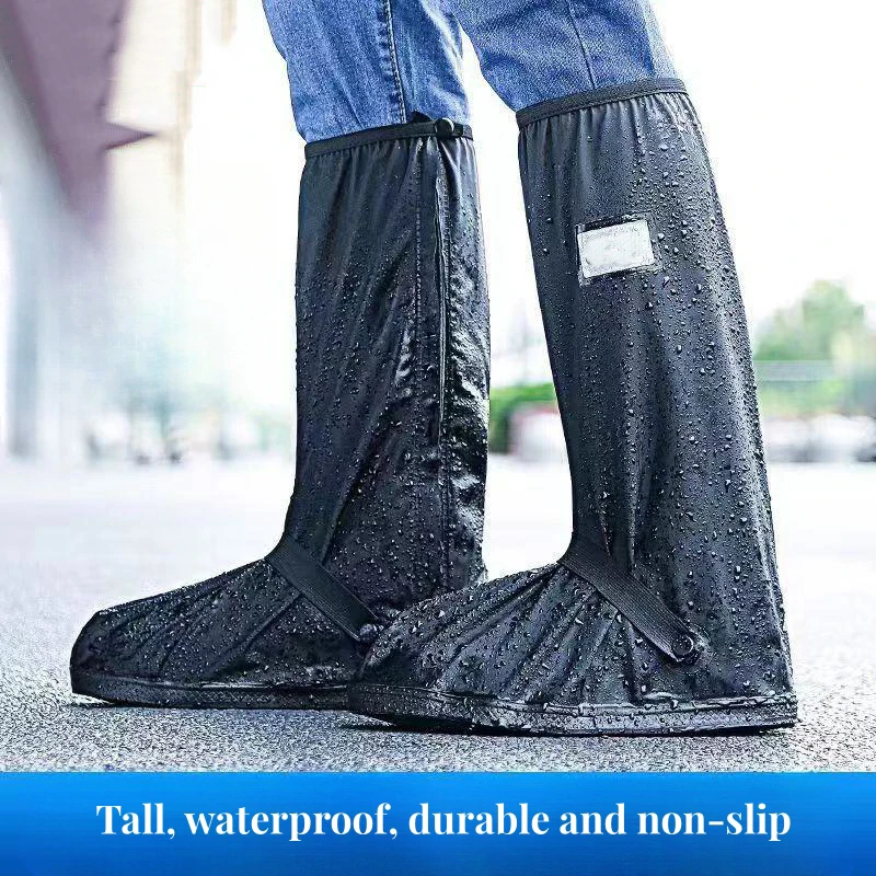 Rain Shoe Covers Rain Boot Shoe Cover Black Waterproof Reflector High Top Clear for Motorcycle Bike Men Women