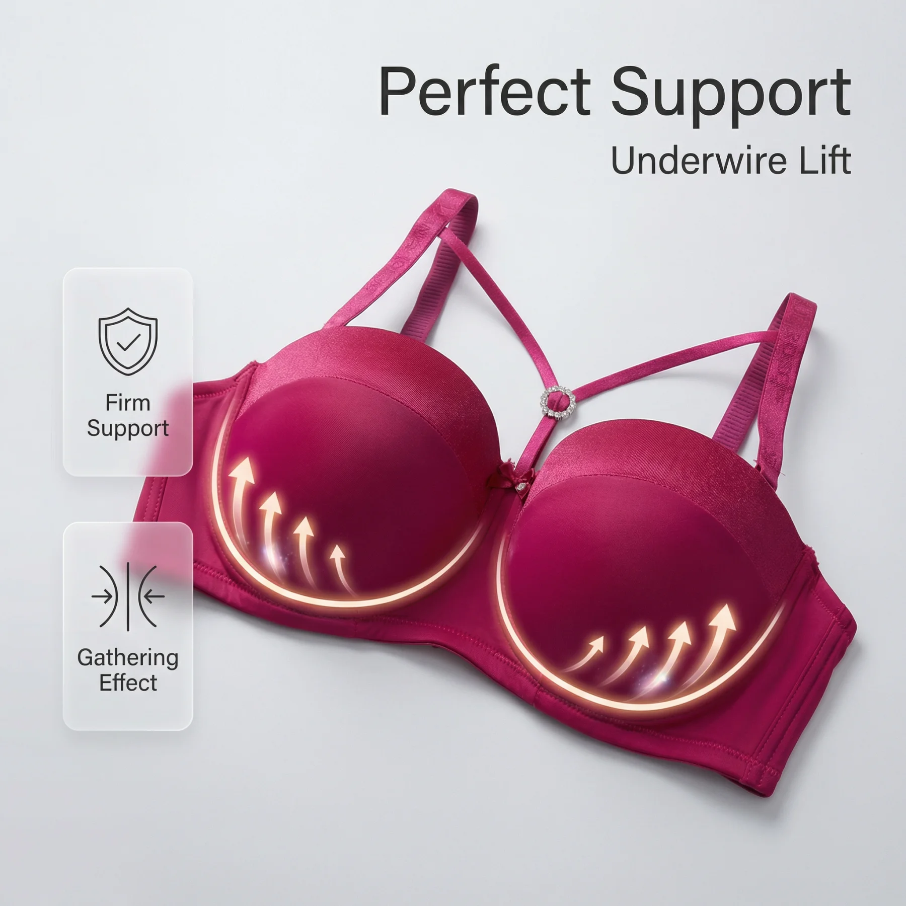 YC511C Comfortable and breathable C-cup bra underwire push-up Sexy women's underwear embroidery bra 2