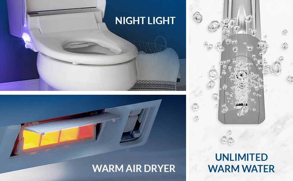 Description Picture 4 of itemBB2000 Bliss Electric Bidet Toilet Seat, Warm Water W/ Air Dryer, Heated Seat W/Sensor and Slow Close Lid, Night Light, Remote