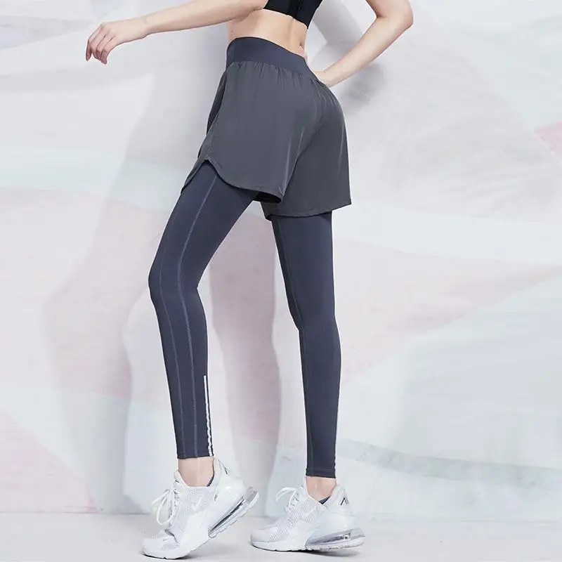 Women's High-Waist Booty Lifting Leggings - Fake Two Pieces Yoga Pants with Stretch, Quick-Dry & Street-to-Gym Trainning Pants 2
