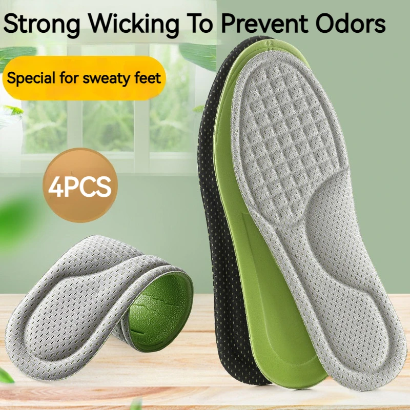 

4PCS Soft Memory Foam Insoles for Shoes Sweat-Absorbing Breathable Deodorant Insole for Feet Orthopedic Sponge Shoe Inserts Pads