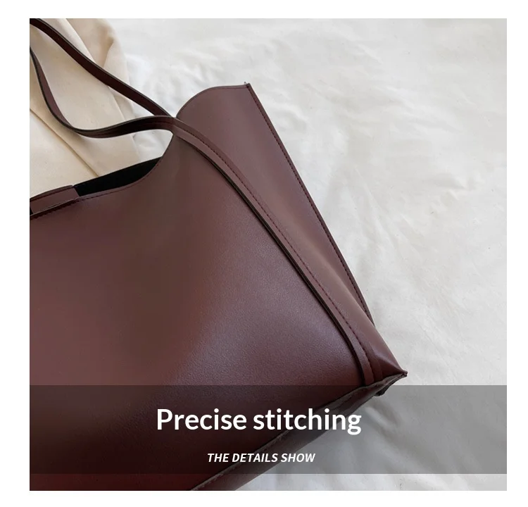 Damen-Tragetasche, modische Unterarmtasche, große Kapazität, weiche PU-Leder-Umhängetasche, Retro-Crossbody-Tasche, lässige tragbare Bucket Bag – Detail 4