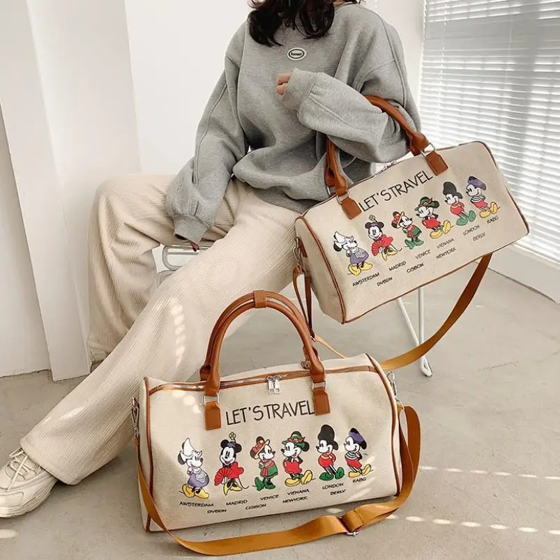 Disney Mickey New Fashion Women's Travel Tote Bag Men's and Women's Luggage  Bag Large Capacity One-shoulder Messenger Bag