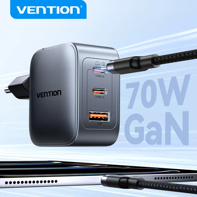 Vention 70W GaN Charger Type C Quick Charge