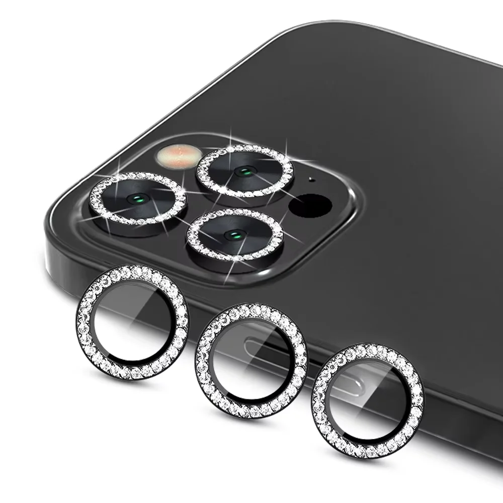 Diamond Camera Protector with Tempered Glass & Metal Rings