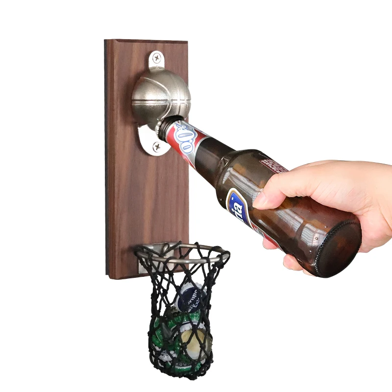 

Basketball Shot Bottle Opener With Pocket Wall Mounted Can Wine Beer Opener Magnet For Kitchen Gadget Bar Fridge Tool