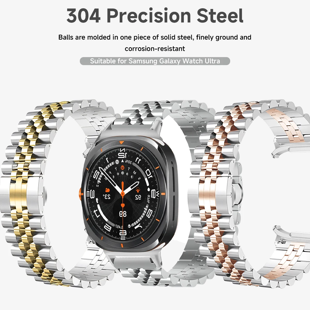 Premium Stainless Steel Quick-Fit Watch Strap - No Gaps Metal Bracelet