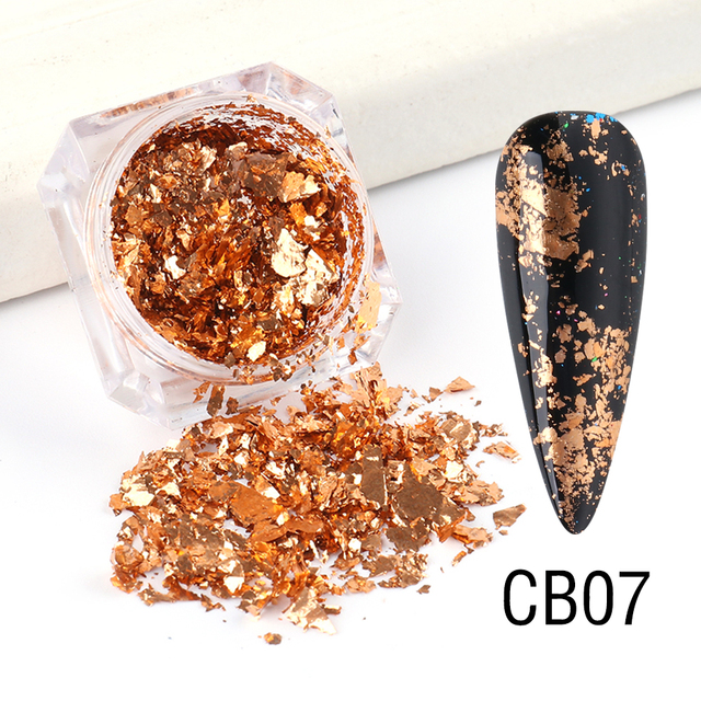 Box Gold Glitter Flakes Irregular Aluminum Foil Sequins For Nails Chrome Powder Winter Manicure Nail Art Decorations LY1858-1