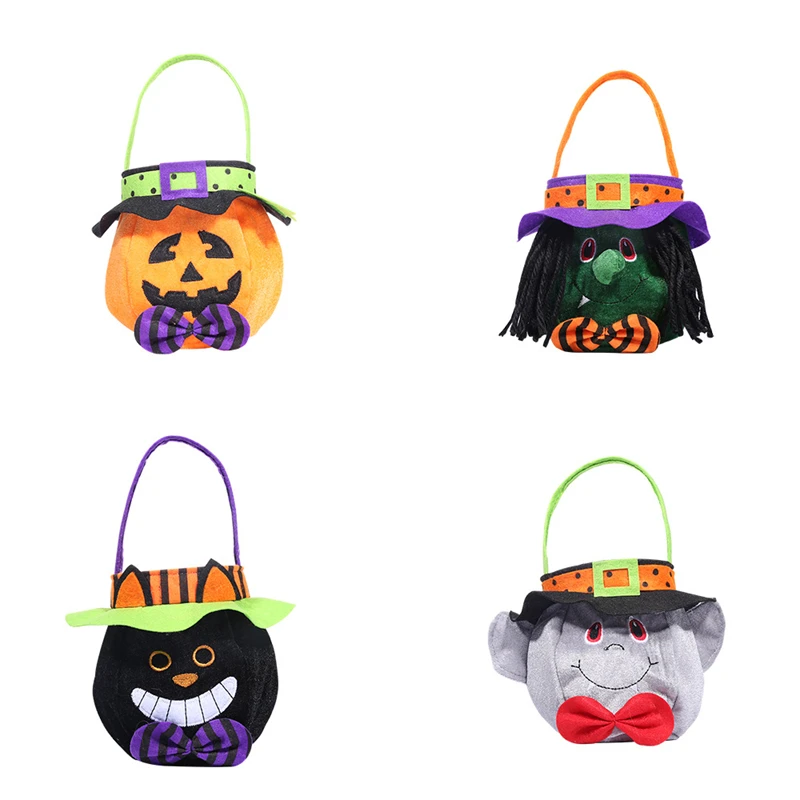 

2 PCS Halloween Candy Gift Bags Decorations Hooded Round Handbag Halloween Children's Candy Gift Bag Pumpkin Bag