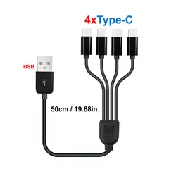 Compact 4 - in - 1 USB Charging Cable with Multiple Connectors (A to 4xtype - C 50cm)