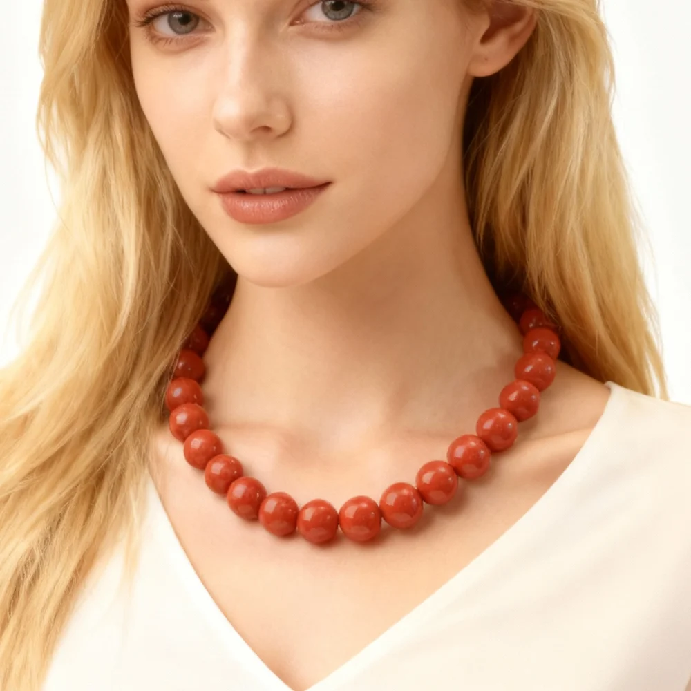 Modische Bunte Runde Acryl-Perlen Choker-Halskette für Frauen Einfache Handgemachte Perlenkette Statement-Schmuck Geschenk