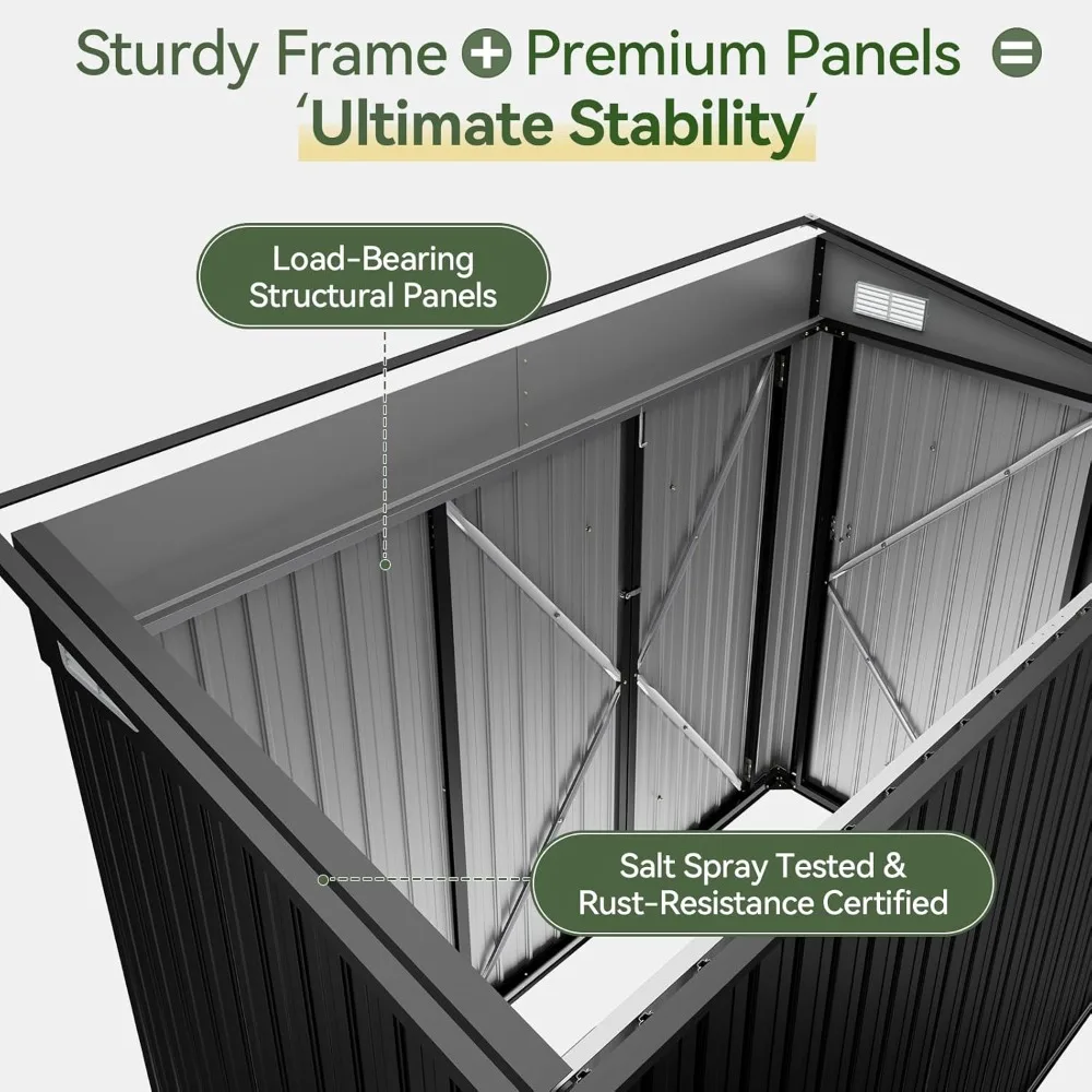 7.5x4 FT Triple Door Metal Storage Shed 5