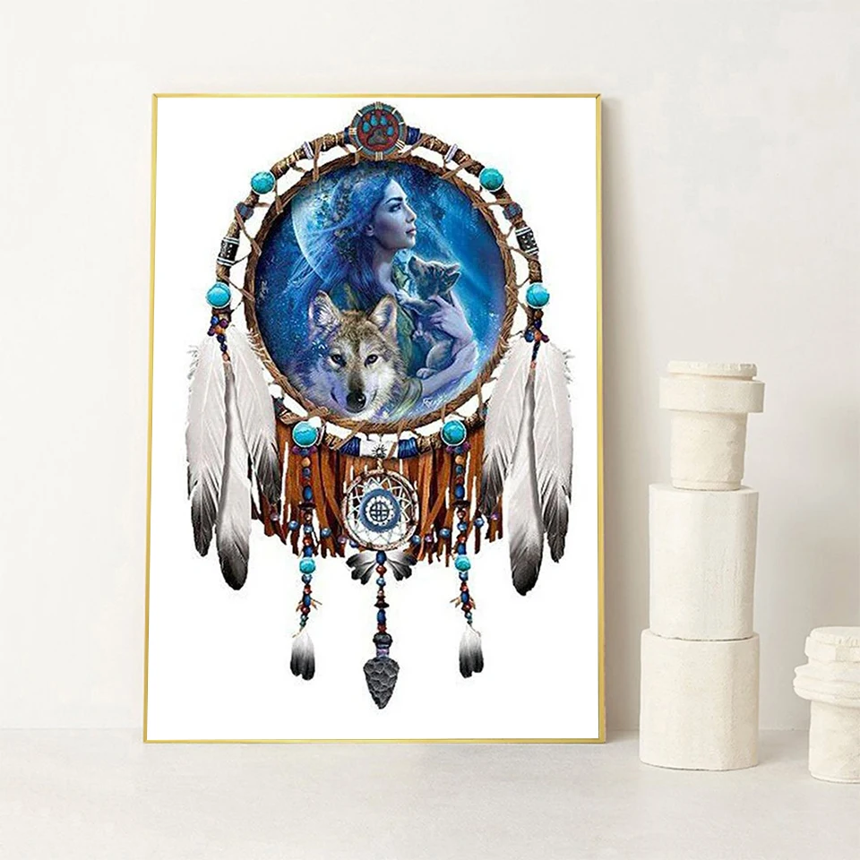 EverShine Diamond Embroidery Animal Picture Of Rhinestones 5D Diamond Painting Wolf Cross Stitch Mosaic Dreamcatcher Handicraft diamond painting,diamond painting accessories