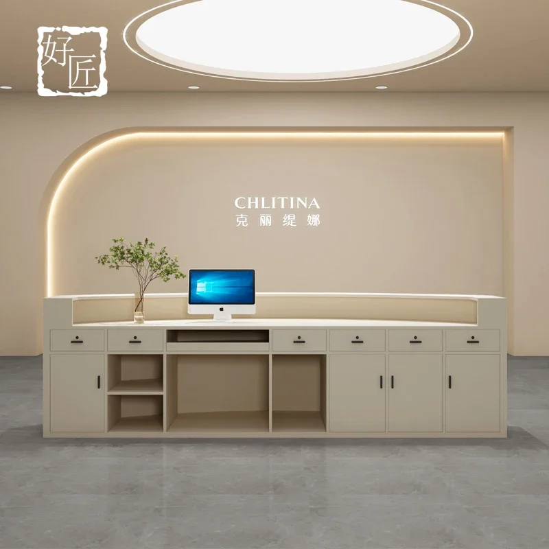 Simple Camber Reception Desks Modern White Originality Counter Storage Church Pulpito Salon Furniture Guichet D'accueil FYRD