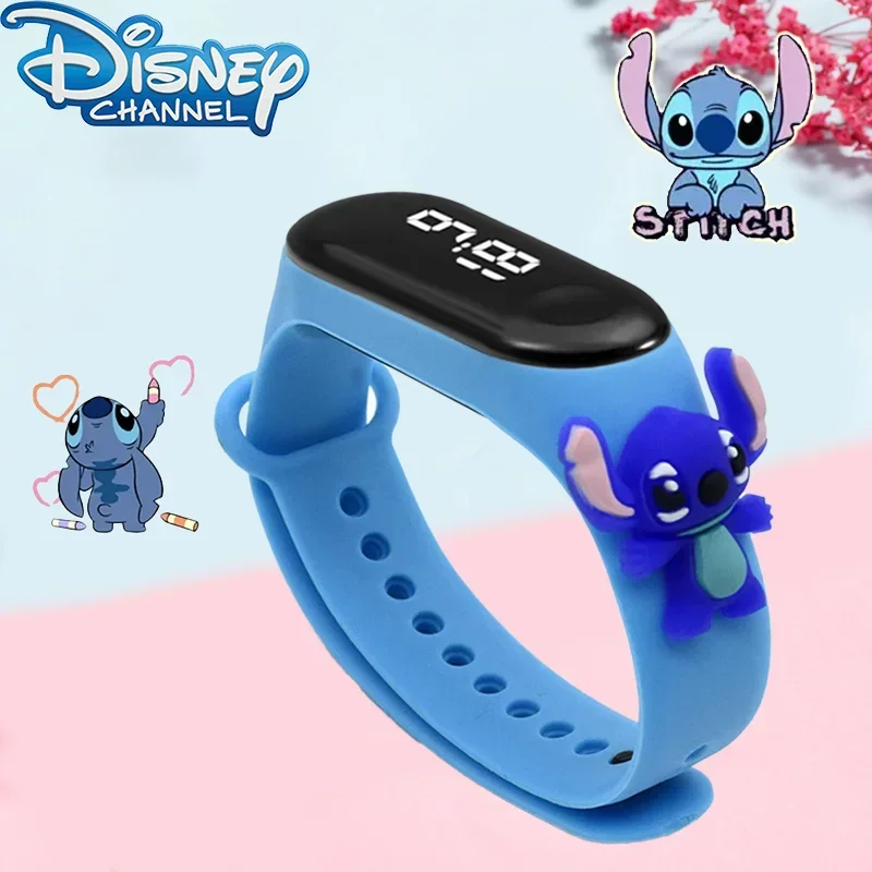 

Disney Stitch Children's Electronic Watch Cartoon Doll Waterproof LED Touch Sports Touch Electronic Animation Kids Gifts Anime