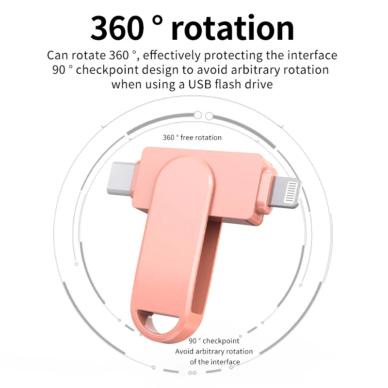 Micflip 512GB Type-C-L Double mouth Ultra Flair USB 2.0 Flash Drive for ios Android-SDCZ73-512G-64G pink