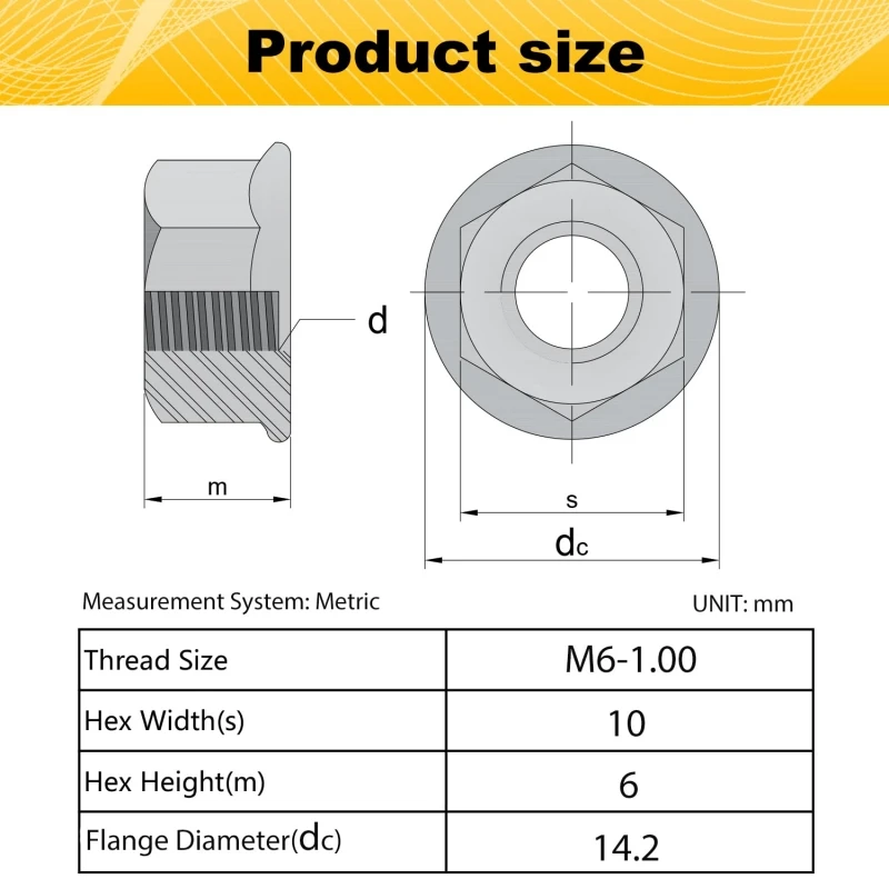 304 Metric Hexagon Flange Nuts M3 M4 M5 M6 M8 M10 M12 Stainless Steel Pinking Automatic locking nut DIN6923 Serrated Spinlock
