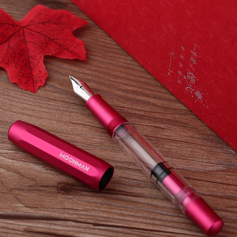 MAJOHN T1 Acrylic & Metal Piston Fountain Pen metal pen fountain pen Aluminum Alloy EF/F/M Large-Capacity Gift Pen for Business Office