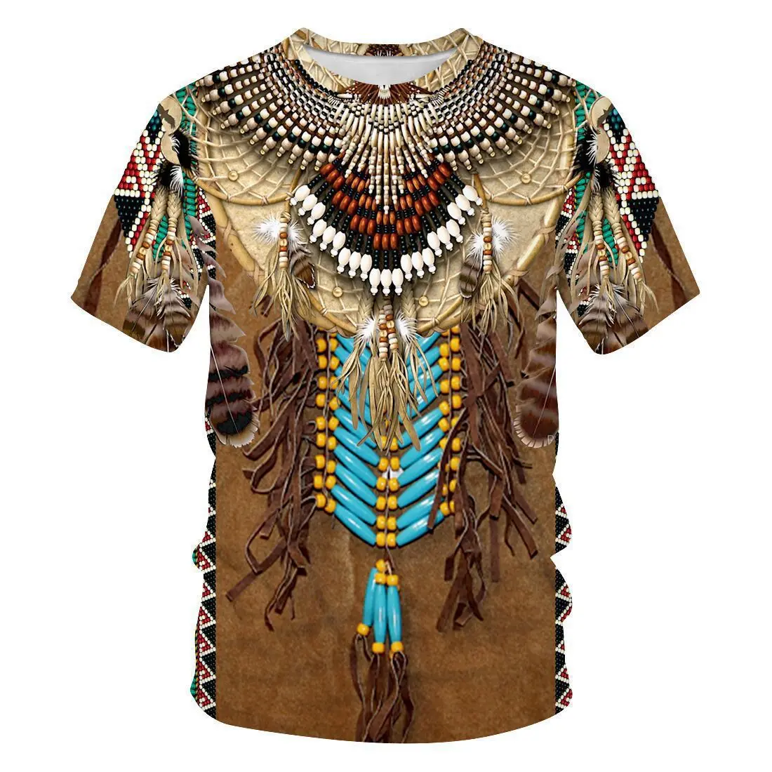 

Men's 3D Printed T-shirt, Indian Style Unisex Clothing, Short Sleeved Summer Top, Fashionable Large Casual Loose Fitting T-shirt