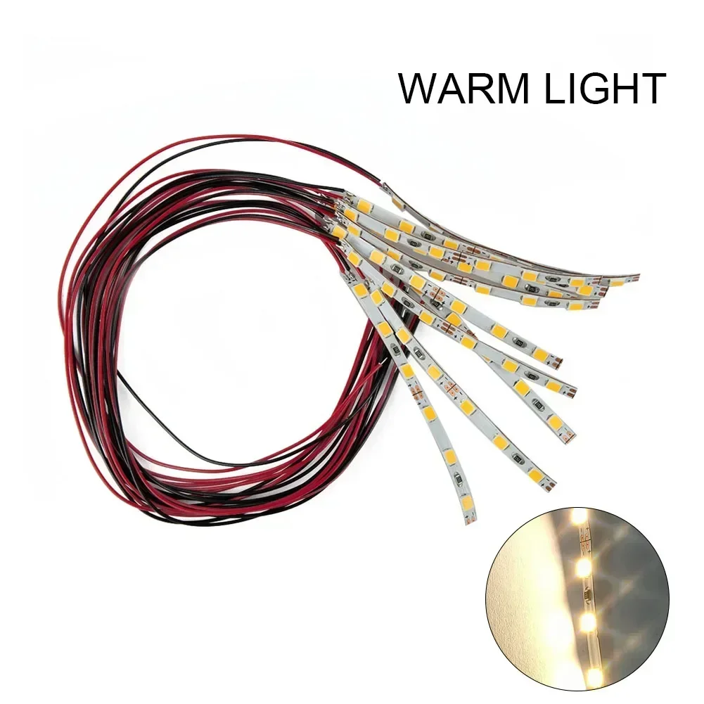 10pcs Pre Wired White Strip 6 Led LED Light Self-adhesive Flexible 12V~18V Perfect For Railway & Building Layout 2