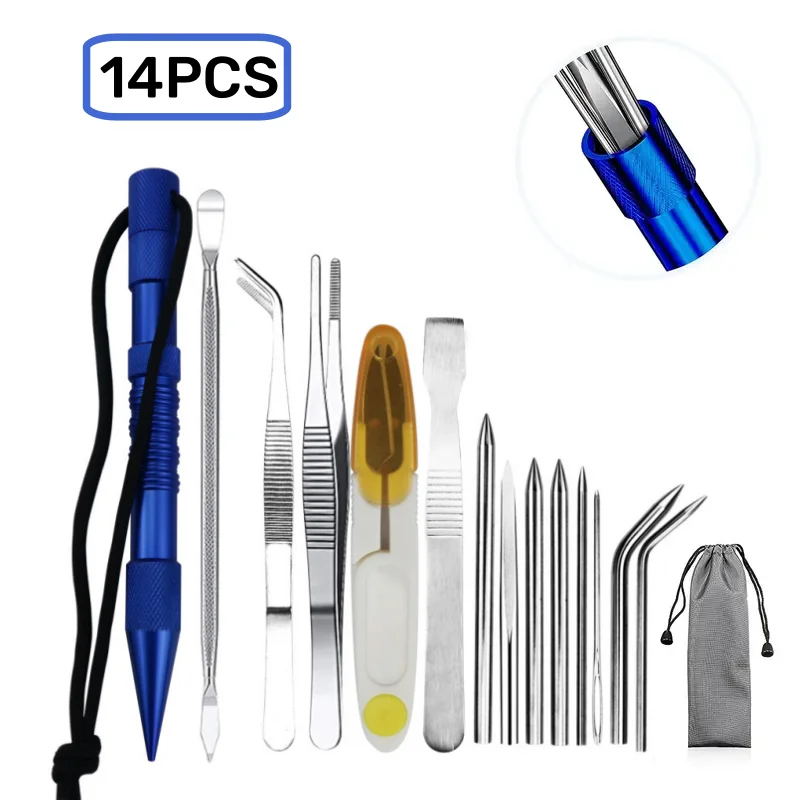 Paracord Needle Set Paracord Accessories 14pcs Marlin Spike Needle Set Stainless Steel Paracord FID Needle-Perfect For Diy Paracord & Friendship Bracelets Crafting