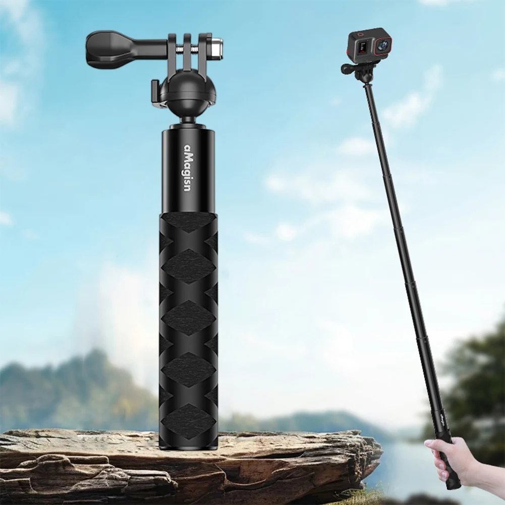 Ball Head Selfie Stick Sports Camera Extension Rod Stick Aluminum Alloy Selfie Phone Tripod for DJI/GoPro/Insta360 Camera