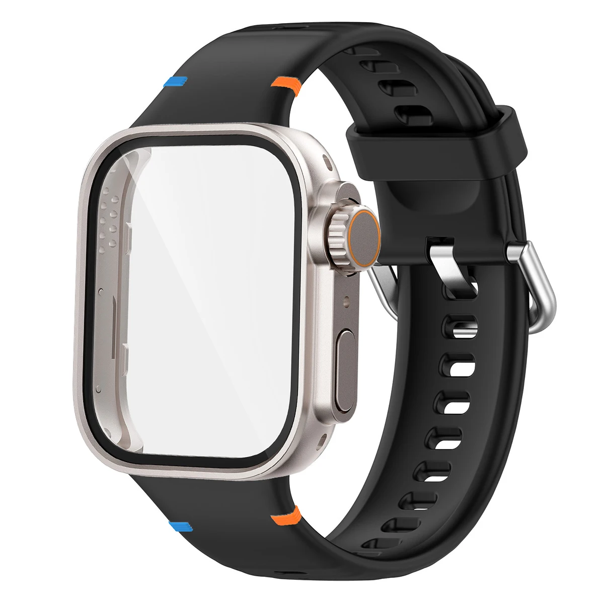 Versatile Protection Bundle: Silicone Sport Band, Full Cover Case & Tempered Glass Film