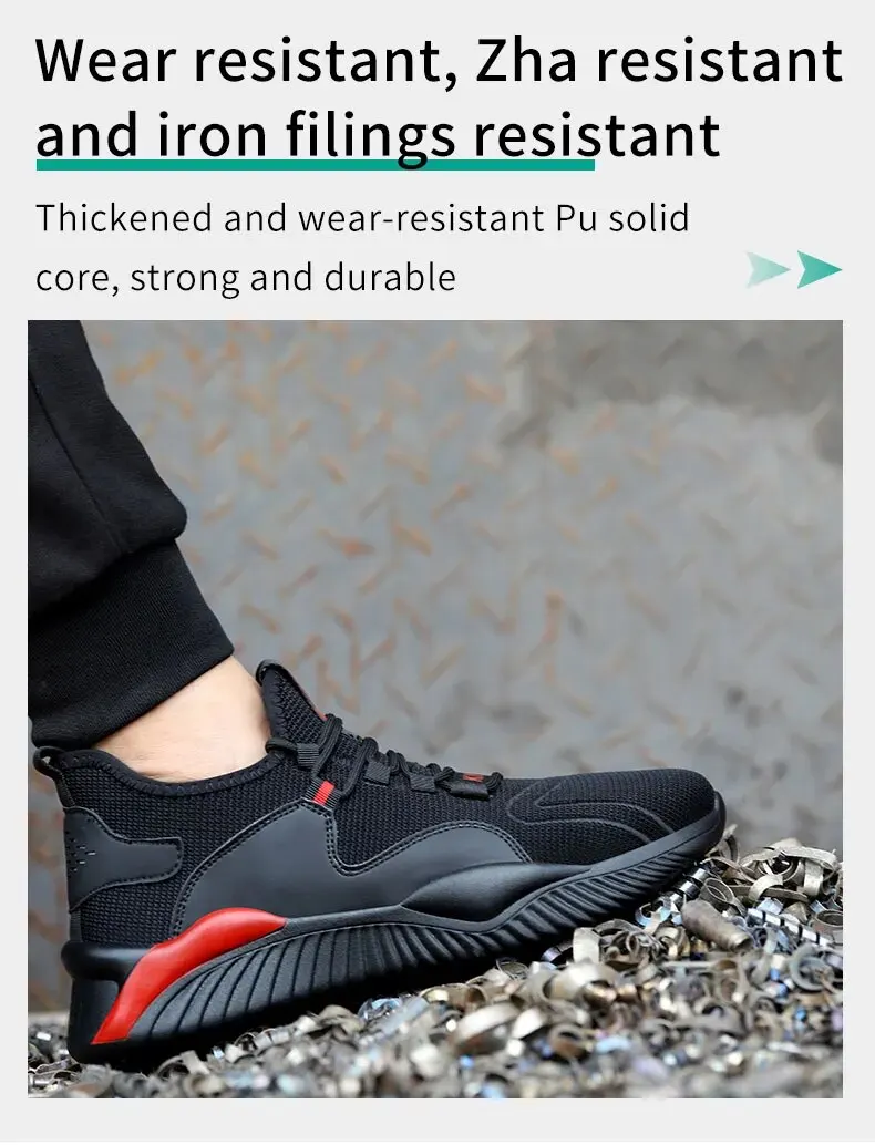 Indestructible Shoes Men Safety Work Shoes with Steel Toe Cap Puncture-Proof Boots Lightweight Breathable Sneakers
