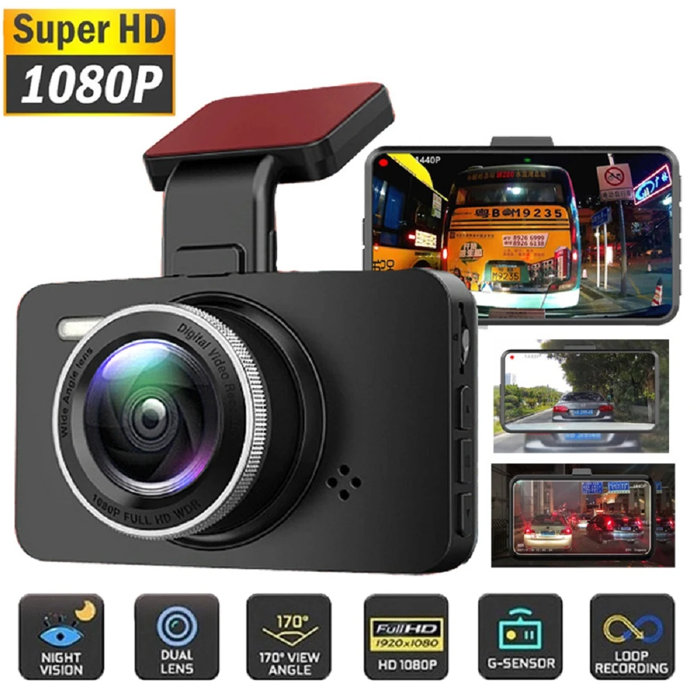 Dual Lens Dash Cam 1080P DVR Car Driving Video Recorder 3 Inch LCD