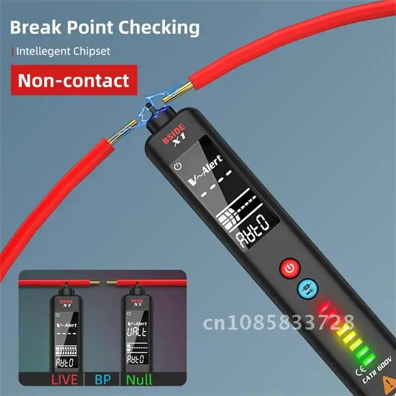

Voltage Tester Large LCD Live/Neutral Wire Check Breakpoint Locate Non Contact AC DC Sensor Pen BSIDE