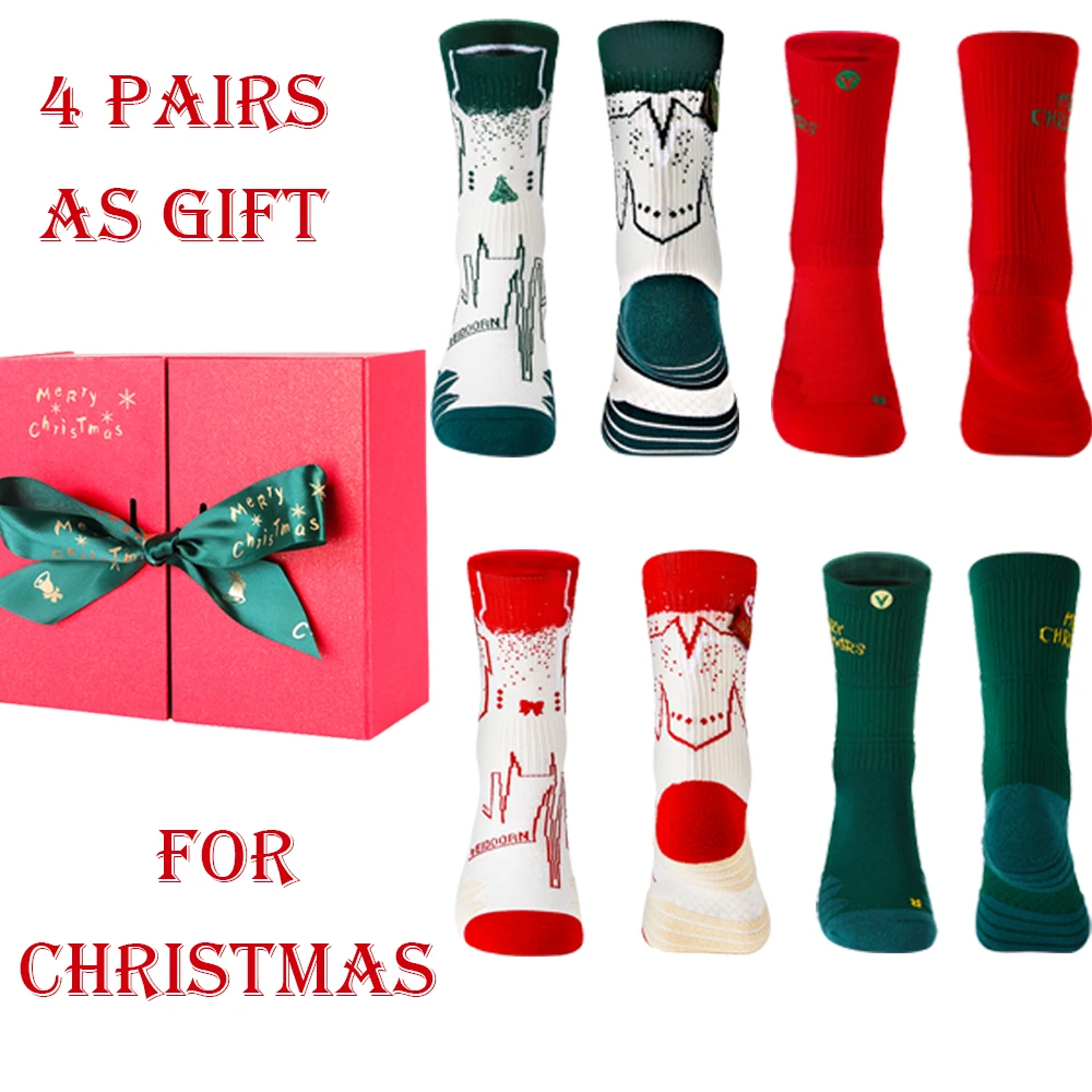 

Veidoorn Christmas Socks Compression Anti Slip Women Cotton Crew Sport Socks as Christmas Gift