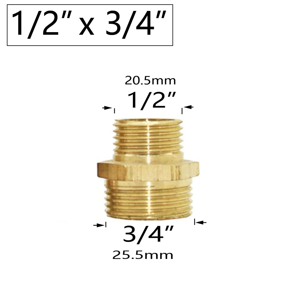 Copper Metal Threaded Water Pipe Connector 1/4" 1/2" 3/4" 1" Thread Reducer Connector Transitional Coupling Hose Tap Fittings