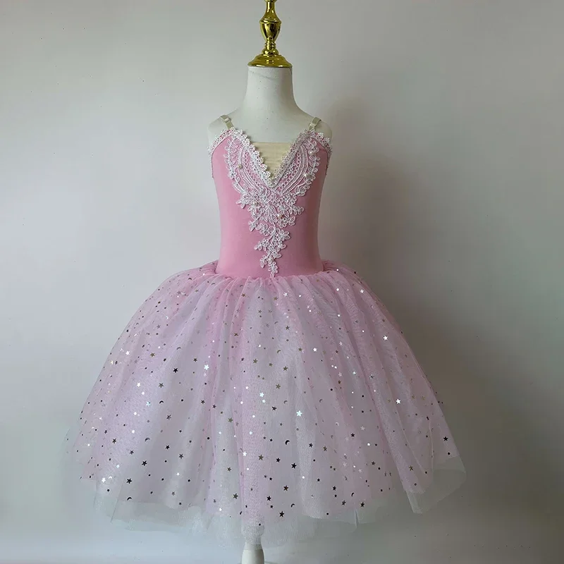 Meisjes Nieuwe Balletrok Pailletten Professioneel Ballet Tutu Lange Jurk Uitvoering Danskostuums Ballerine Femme Vrouwen Balletkleding