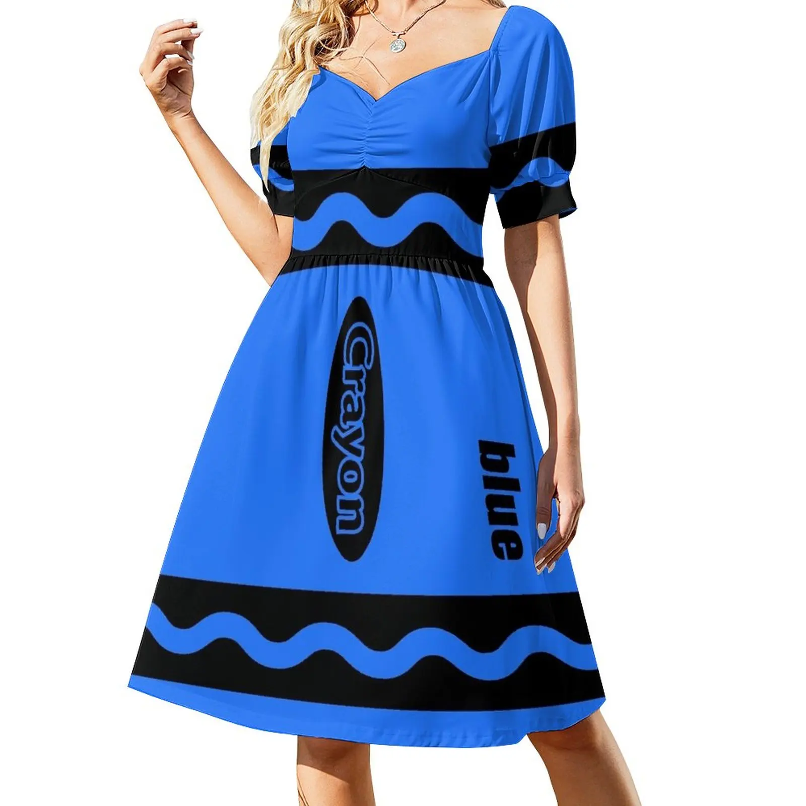 Vestido de disfraz grupal para fiesta de Halloween con caja de crayones azules Vestidos de verano para mujer Ropa femenina