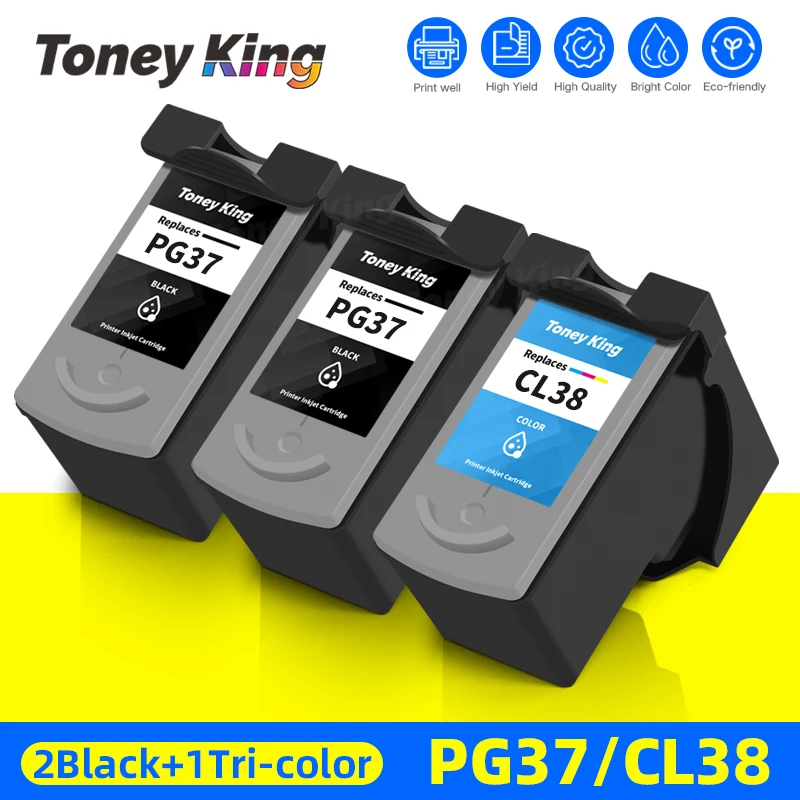 

Сменный чернильный картридж TONEY KING PG37 CL38 для Canon PG37 CL38, для Pixma MP140 MP210 MP220 MP420 IP1800 IP2600 MX300 MX310