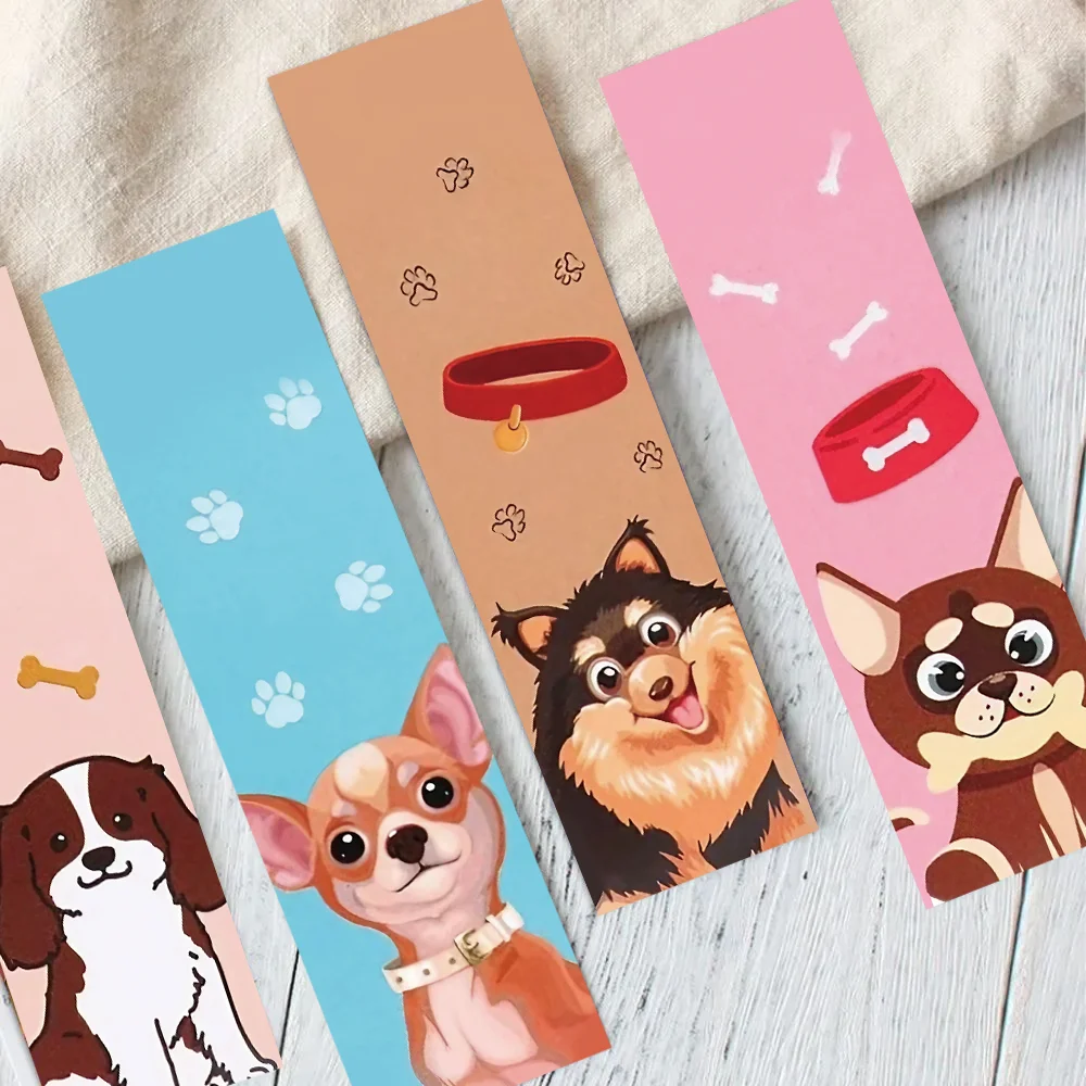 Cartoon puppy bookmarks 30pcs minimalist animal decoration student reading books labeling paper cards books diary DIY bookmarks