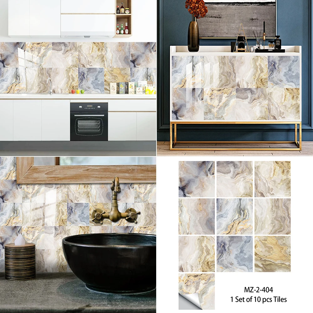 29 Styles Marble Texture Tiles Sticker Kitchen Wardrobe Bathroom Home Decor Peel & Stick Crystal Hard Film Thicken Wall Decals