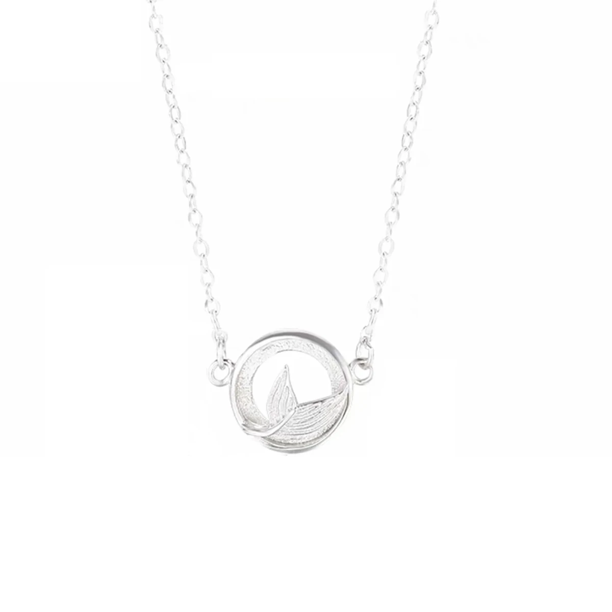 925 Sterling Silver Mermaid Tail Bezel Cup Pendant fit 8mm Cabochon Cameo Mounting Setting Necklace DIY Jewelry Making