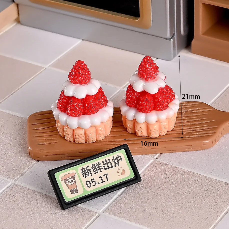 9 Stück Puppenhaus im Maßstab 1:12, Miniatur-Dessert, Obstkuchen, Spielküche, Lebensmittel für Puppenzubehör – Detail 9
