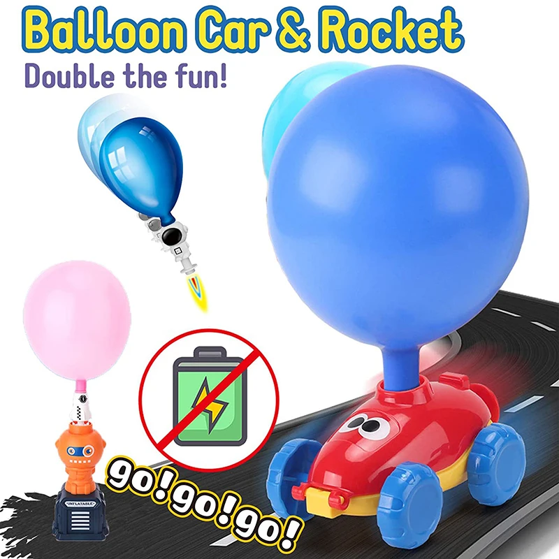 Kid's Balloon Power Starter Car Balloon Air Inflator Hand Push Mini Plastic Air Power Balloon Racing Car Toys Gift for Children 5