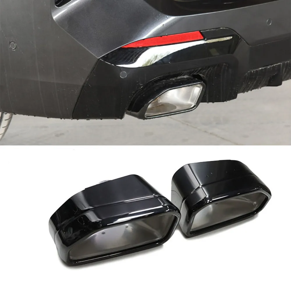1 Pair Black Car Exhaust Tip 304 Stainless Steel Square Exhaust Pipe