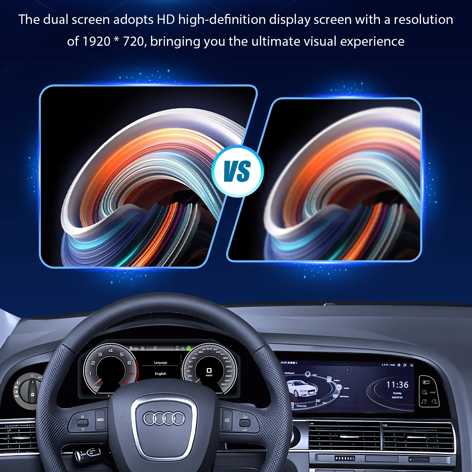 Panel de Instrumentos Digital LCD de 23'' para AUDI A6 Q7 2005-10 11-14 Ys, Pantalla Doble, Velocímetro Virtual 4
