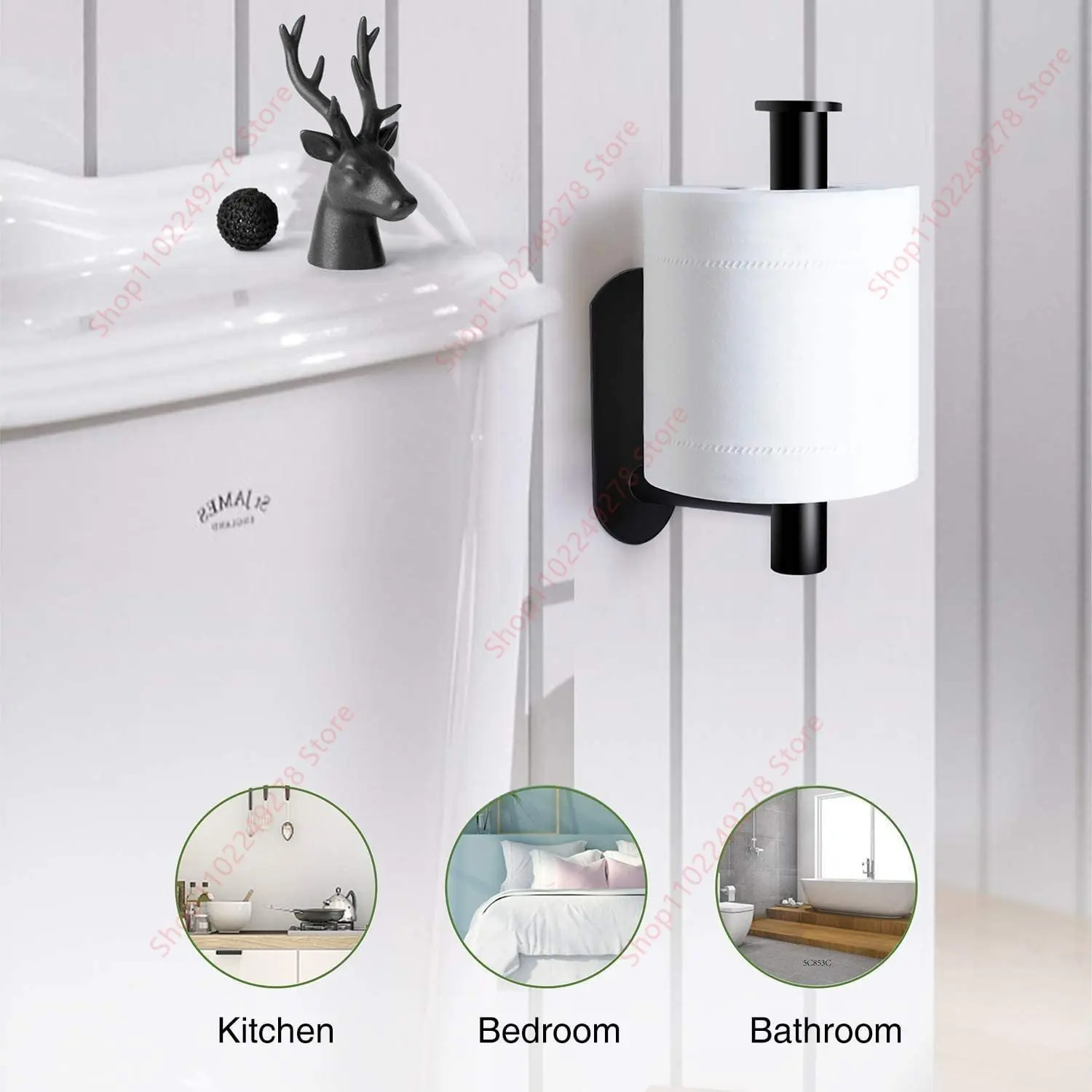 Self-Adhesive Toilet Paper Holder Bathroom Stainless Towel Holder Toilet Punch-free Roll Paper Kitchen Hook Storage Holde