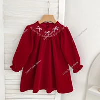 Robe de fête de noël bébé fille arc princesse à volants finition robe mode vacances de noël automne hiver porter enfants fille robe 3