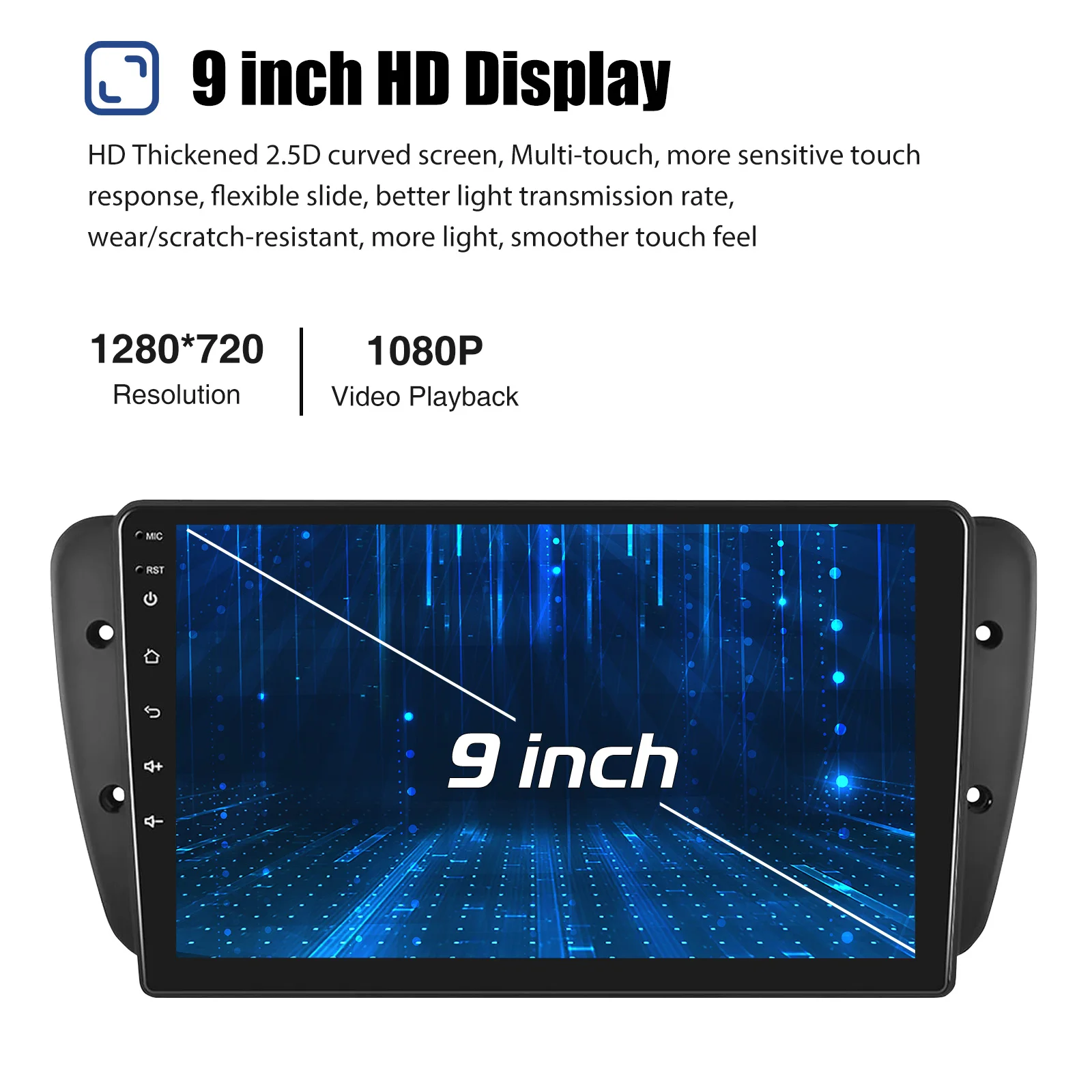 ESSGOO Android 14 2DIN Car Stereo Radio 9" Display For Seat Ibiza IV 6J 09-13 Apple Carplay Android Auto GPS Navi BT FM RDS Wifi