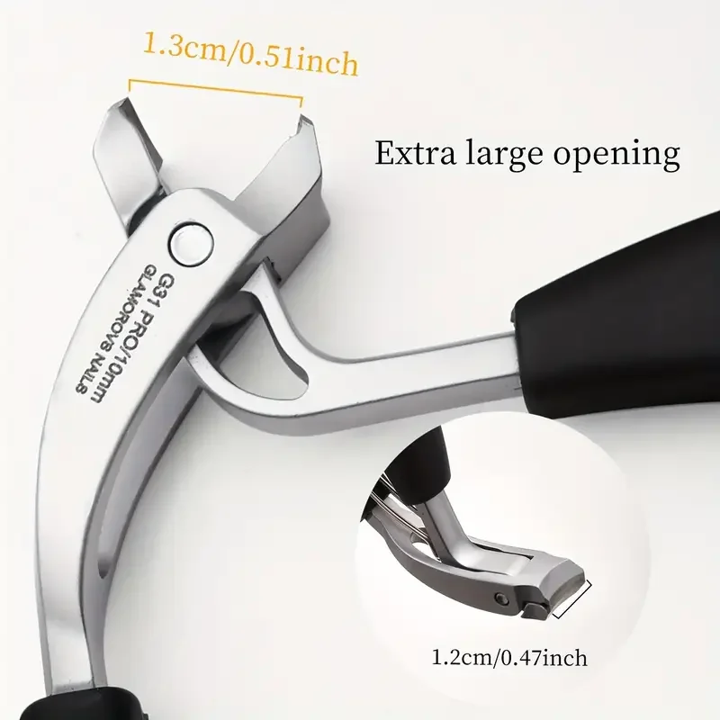 2 pieces of professional high-grade curved large open nail shears splash-resistant, stainless steel blade thick nails and toenai 3