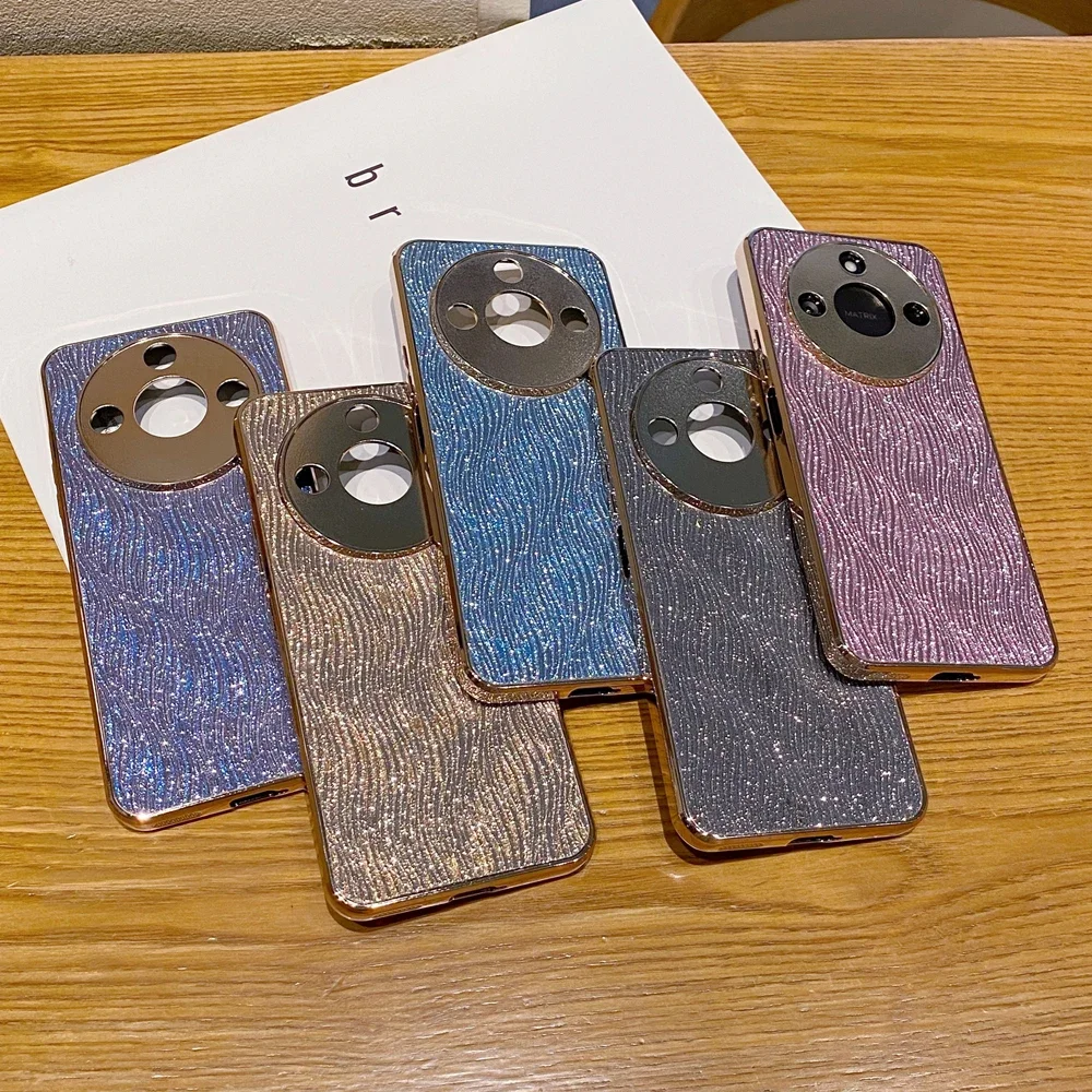 Luxury Gold Plating Matte Glitter Wave Texture Hard Phone Case