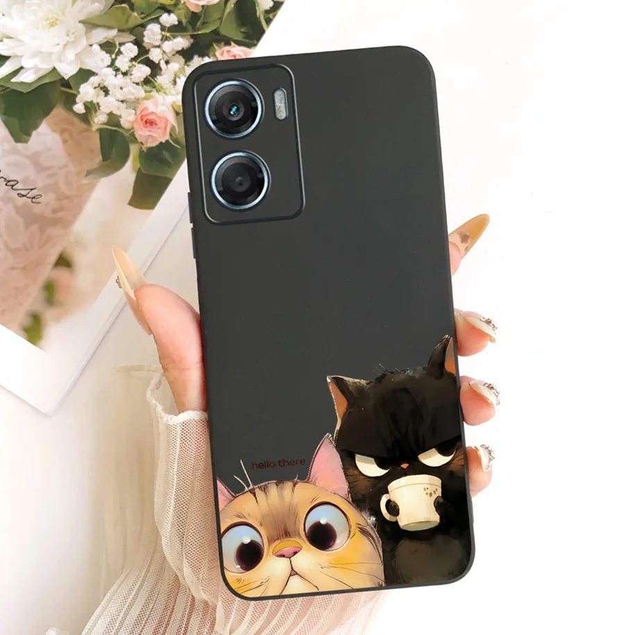Cute Cat Cartoon Black Silicone Soft Bumper Phone Case