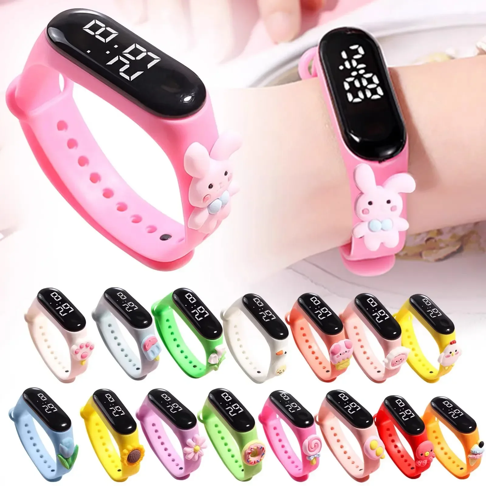 New Cartoon LED Meter 3 Action Figure Watch Band Electronic Watch Creative Student Plastic Bracelet CHILDREN'S Touch Watch