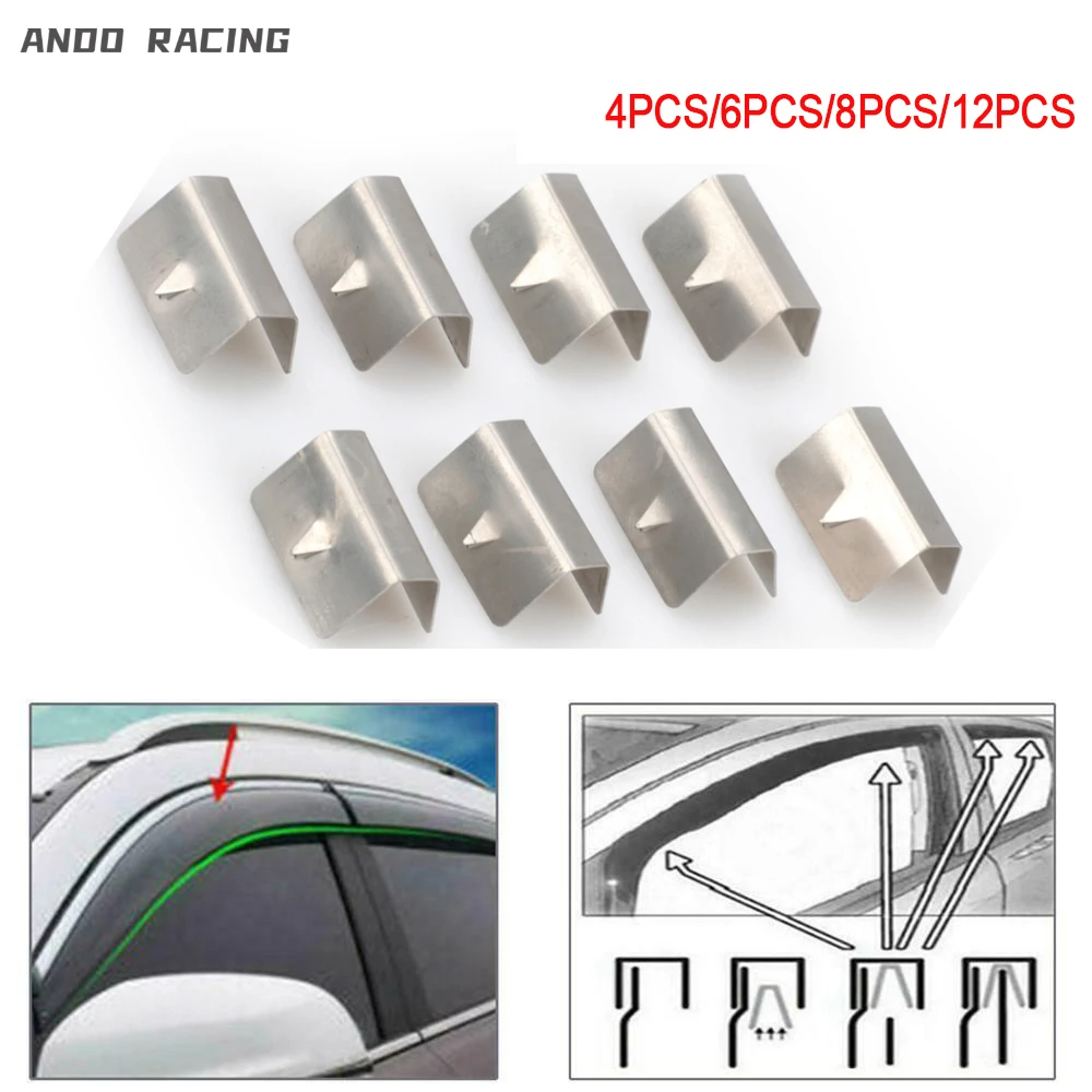 Car Window Deflectors Stainless Steel Universal Wind Rain Retaining Clips For Heko G3 SNED 4pcs 6pcs 8pcs 12pcs